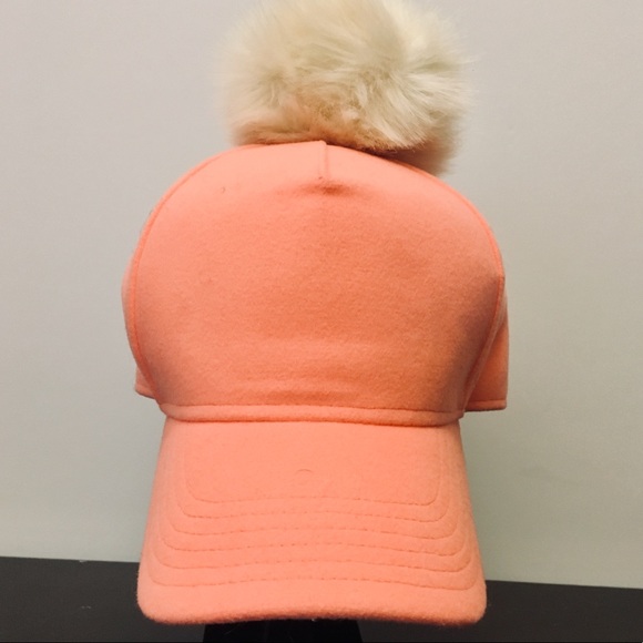 Other - Peach baseball hat with cream pom pom topper